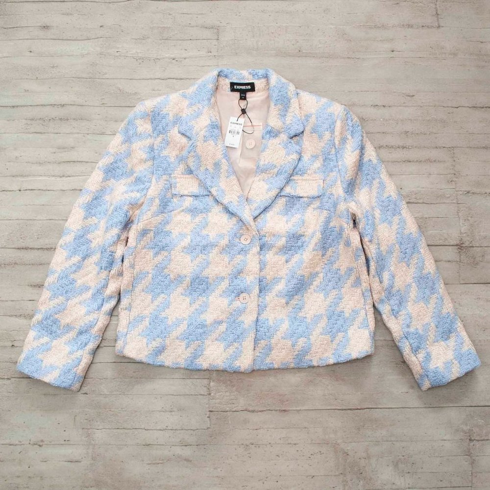 NWT Express Houndstooth Boucle Cropped Jacket size M